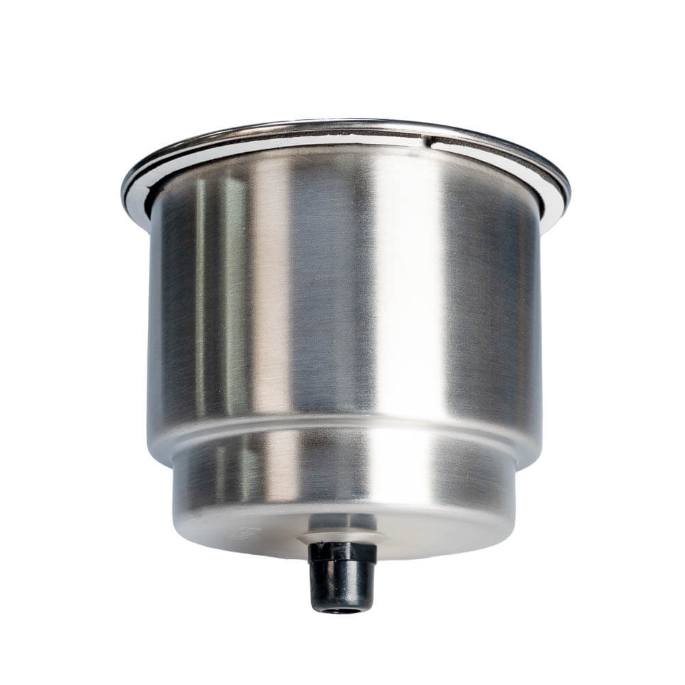 thumbnail interactive-video image 1 of 4 Pack Stainless Steel Recessed Boat Cup Holders With Drain - Universal Marine Drink Holders (Silver) 1 of 2