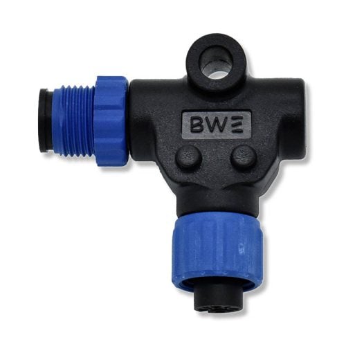 NMEA 2000 right angle adapter with female-to-male 5-pin marine connector