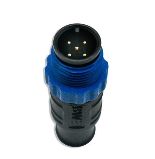 NMEA 2000 male terminator angled view showing 5-pin connector