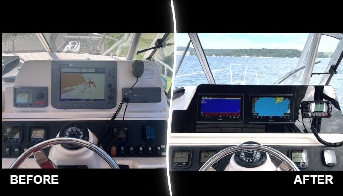 Gloss black electronics panel upgrade for a 2007 Grady-White Gulfstream 232 helm
