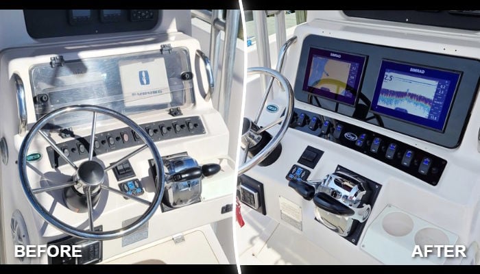 Helm upgrade with custom dash and switch panel on a Grady-White Chaser 280