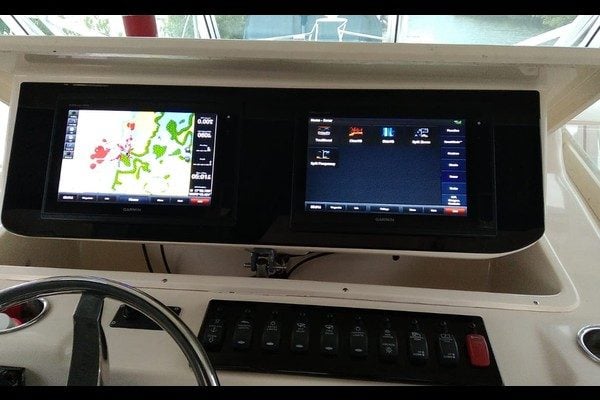 Completed custom dash panel replacement on a Grady-White center console helm