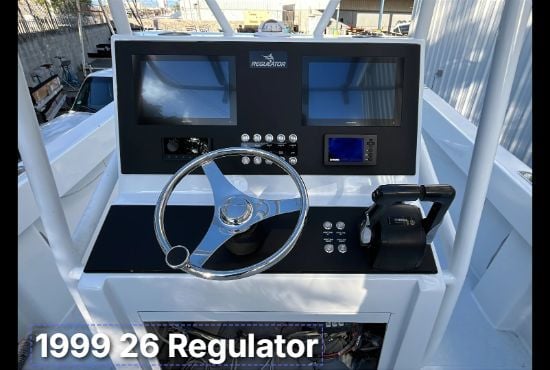 Close-up of custom Regulator dash panel cutouts and switch placement