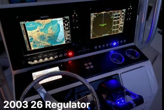Custom Regulator switch panel layout built for a center console helm