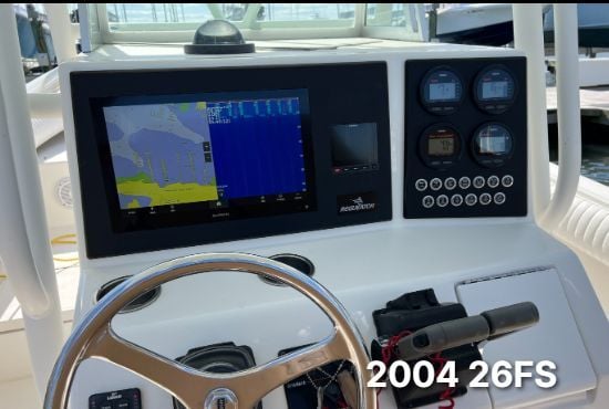 Custom Regulator switch panel layout built for a center console helm