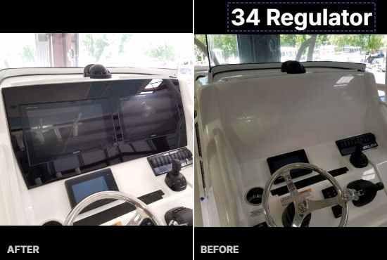 Upgraded Regulator dash panel replacing an outdated factory helm layou