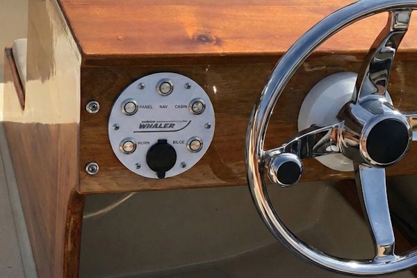 Replacement switch panel on a classic 13 foot Boston Whaler