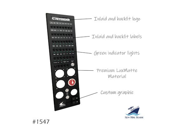 Custom-built breaker panel designed for a Contender center console