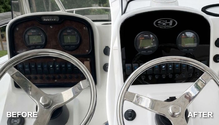Before and after dash panel upgrade on a 2013 Sea Hunt Ultra 234