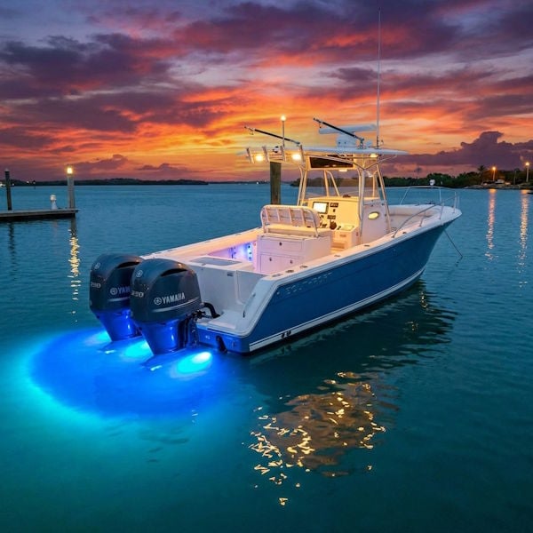 Work utility and underwater lights for boat