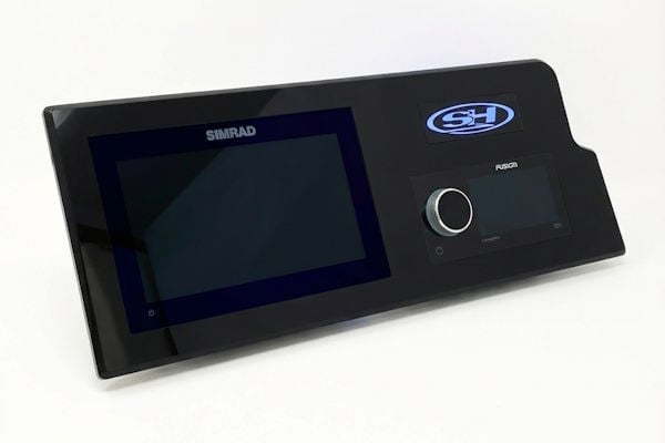 Custom-built dash panel designed for a Sea Hunt boat