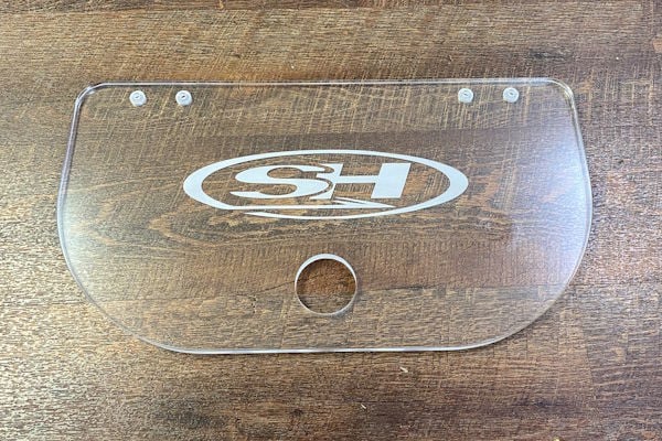 Replacement Sea Hunt livewell lid cut from clear acrylic with engraved logo