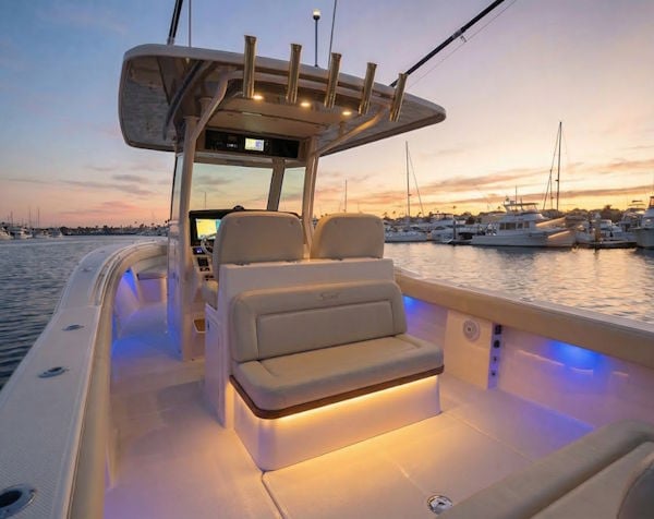 Accent and interior lighting shown on boat