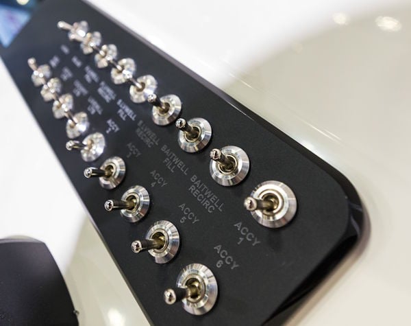 marine grade toggle switches for boat shown on black luxMatte with dress nuts