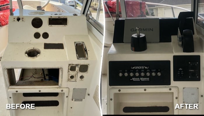 1995 Mako 205 before and after replacement switch panel