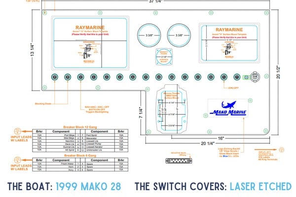 Mako boat dash panel design from New Wire Marine