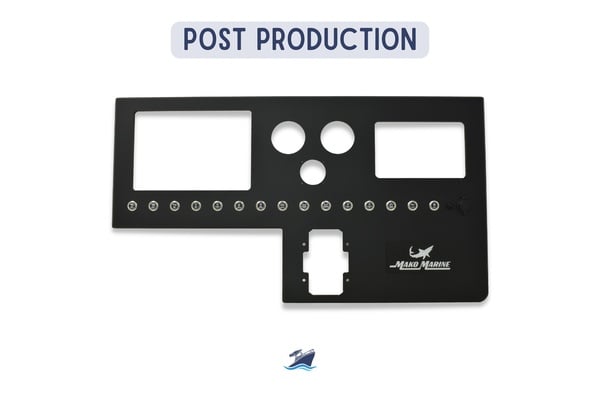 Finished Mako dash panel build, post-production photo by New Wire Marine