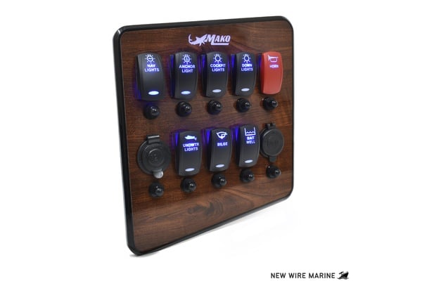 gloss Mako dash panel with cherry wood detail from New Wire Marine