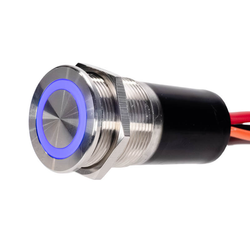 Stainless steel CIT 22mm push button switch with blue LED ring illuminated