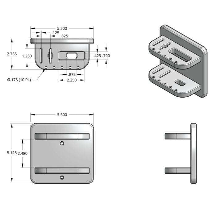 boat plier and knife holder dimensional drawing