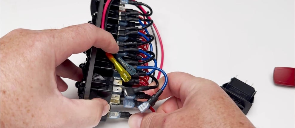 Transferring identified wire connections to the momentary horn switch in a SEAready panel